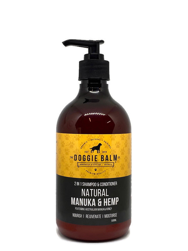 DoggieBalm 2in1 Natural Manuka & Hemp Shampoo and Conditioner (500mL)